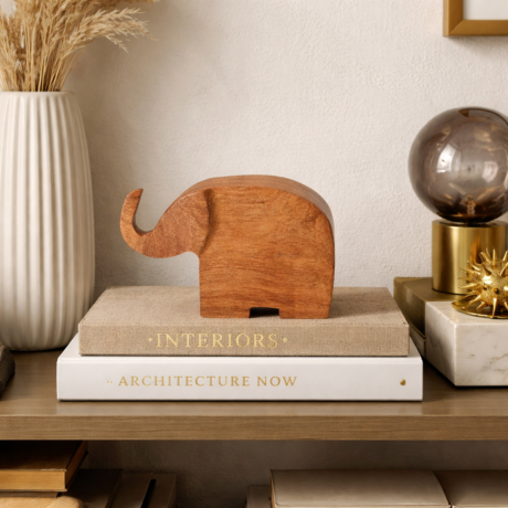 Enfeite Escultura de Madeira - Elefante da Sorte - Freijó